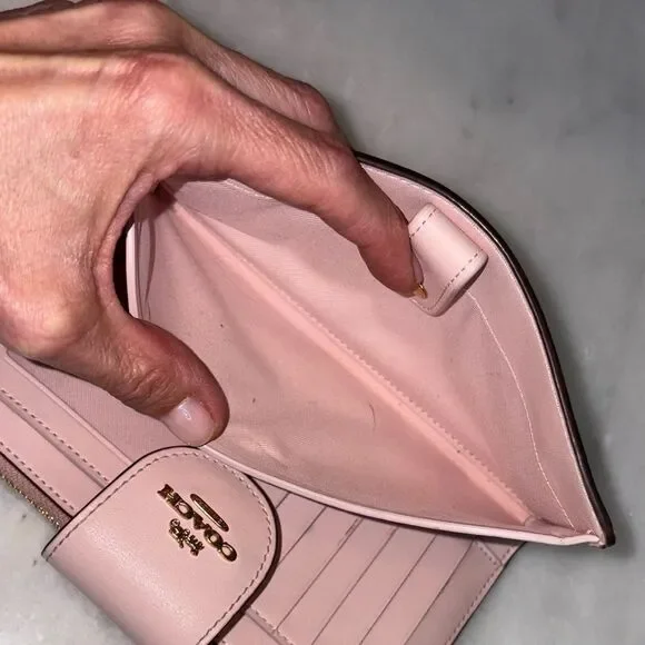 Coach Wallet Wristlet Floral Wildflower Saffiano Leather Phone Case Clutch Pink - Picture 14 of 16